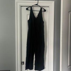 Black linen blend jumpsuit